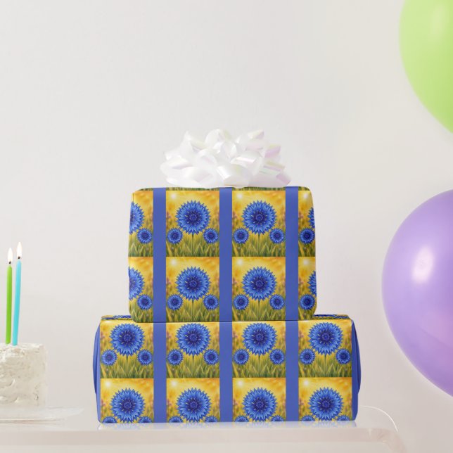 Radiant Petal Series – Cornflower Wrapping Paper (Party Gifts)