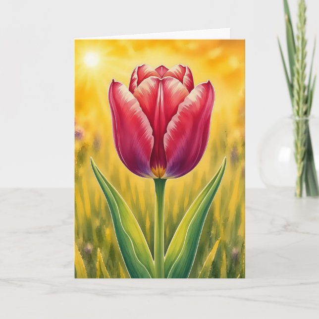 Radiant Petal Series – Red Tulip Card (Front)