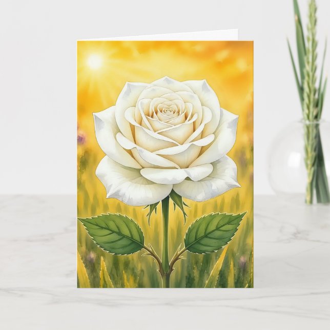 Radiant Petal Series – white rose Card (Front)