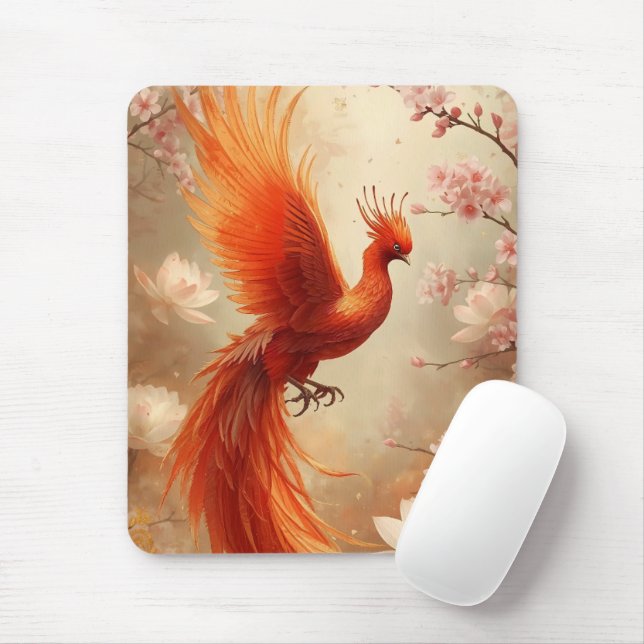 Radiant Phoenix Cherry Blossom Art Mouse Pad (With Mouse)