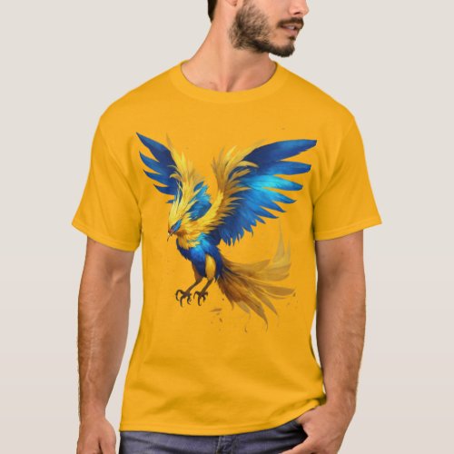 Radiant Phoenix Sky T_Shirt Blue  Yellow Beauty T_Shirt