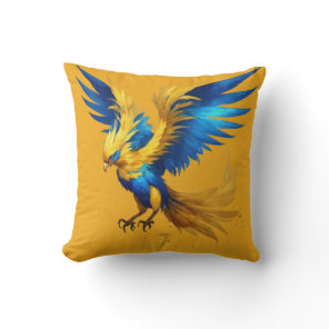 Radiant Phoenix Sky T-Shirt: Blue & Yellow Beauty Throw Pillow