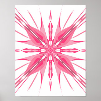 Radiant Pink and Magenta Starburst Abstract Art Poster