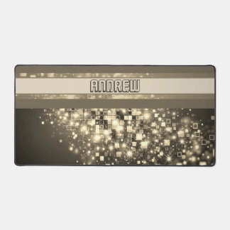Radiant Pixel Bokeh Desk Mat