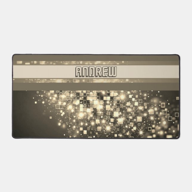Radiant Pixel Bokeh Desk Mat (Front)