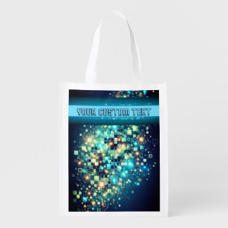 Radiant Pixel Bokeh Grocery Bag
