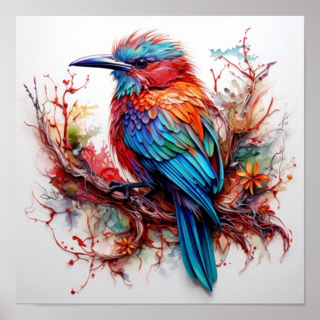 Radiant Plumage: Colorful Avian Elegance Poster (Front)