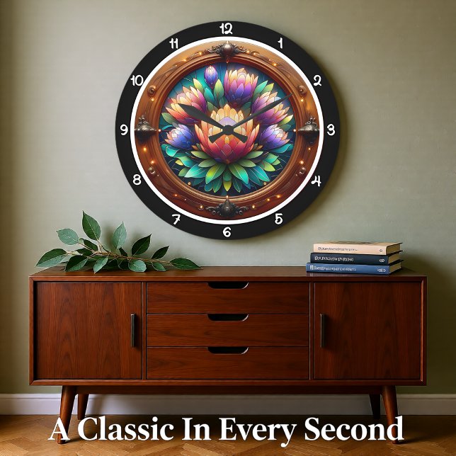 Radiant Protea Stained Glass Large Clock (Creator Uploaded)