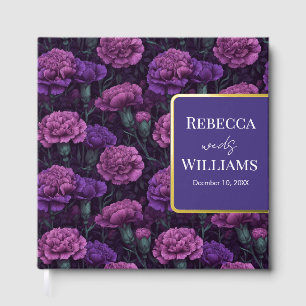 Radiant Purple Carnation Themed Wildflower Wedding Foil Guest Book