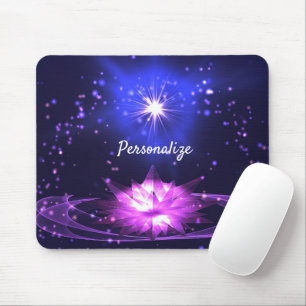 Radiant Purple Crystal Lotus Stars Personalize Mouse Pad