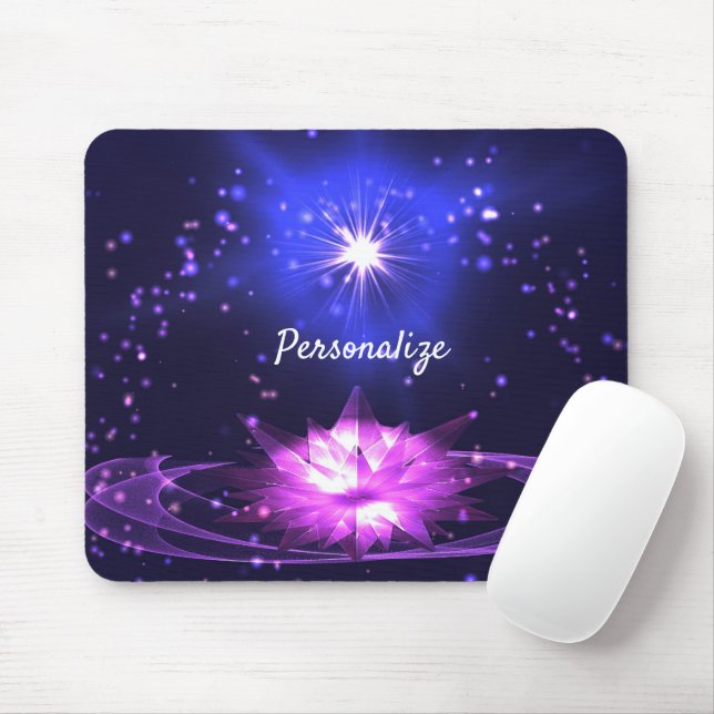 Radiant Purple Crystal Lotus Stars Personalize Mouse Pad (With Mouse)