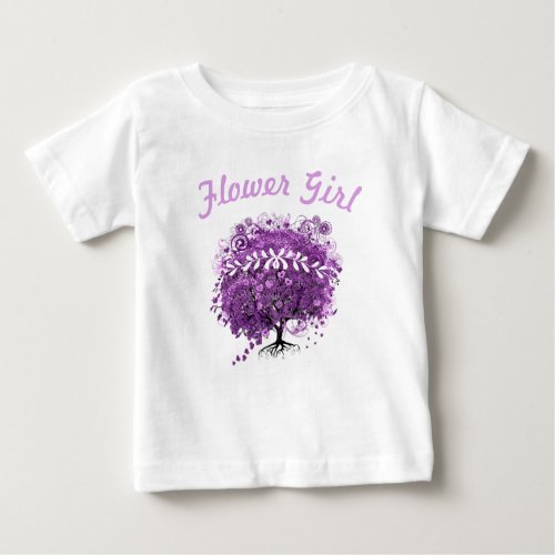 Radiant Purple Heart Leaf Tree Wedding Baby T_Shirt