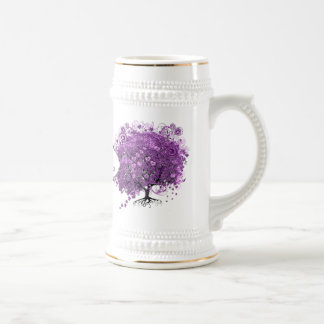 Radiant Purple Heart Leaf Tree Wedding Beer Stein