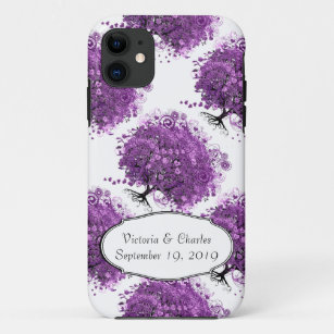Radiant Purple Heart Leaf Tree Wedding iPhone 11 Case