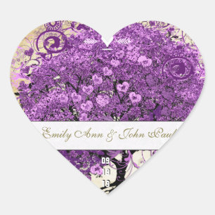Radiant Purple Heart Leaf Tree Wedding Heart Sticker