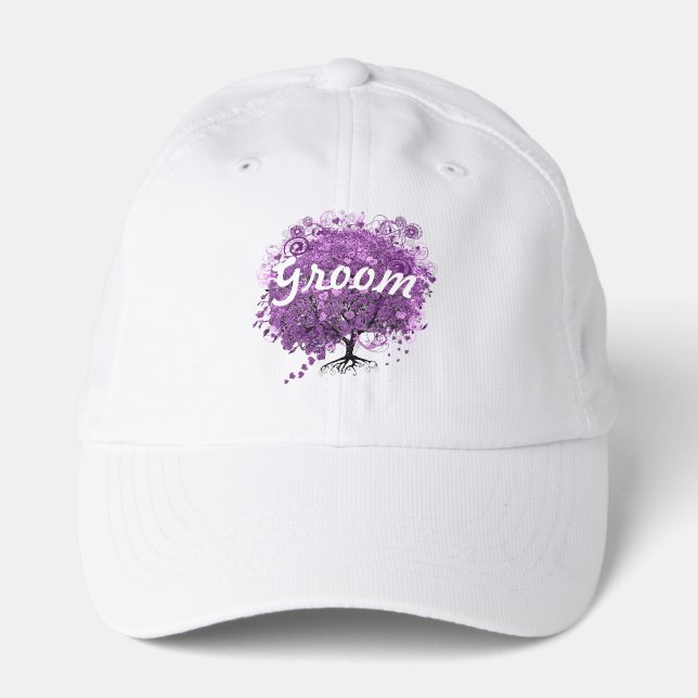 Radiant Purple Heart Leaf Tree Wedding Performance Cap (Front)