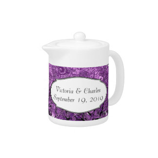Radiant Purple Heart Leaf Tree Wedding Teapot