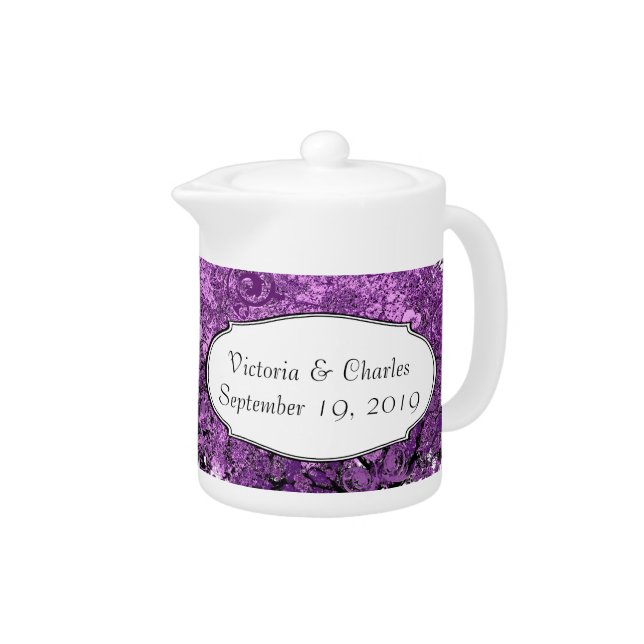 Radiant Purple Heart Leaf Tree Wedding Teapot (Right)
