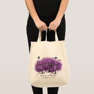 Radiant Purple Heart Leaf Tree Wedding Tote Bag