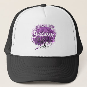 Radiant Purple Heart Leaf Tree Wedding Trucker Hat