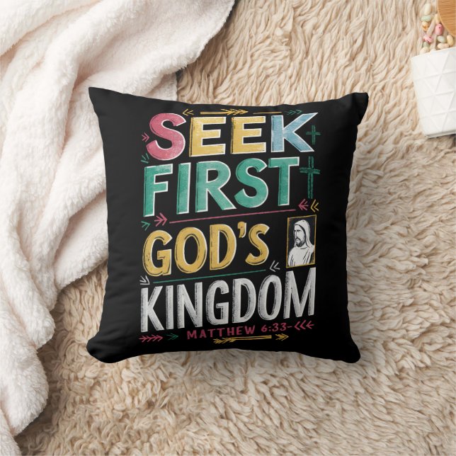 Radiant Pursuit of God: Seek First Gods Kingdom Throw Pillow (Blanket)