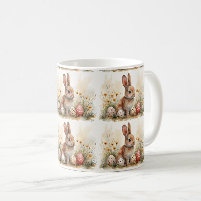Radiant Rabbit Mugs: Bunny Bouquet Coffee Mug (Front Right)