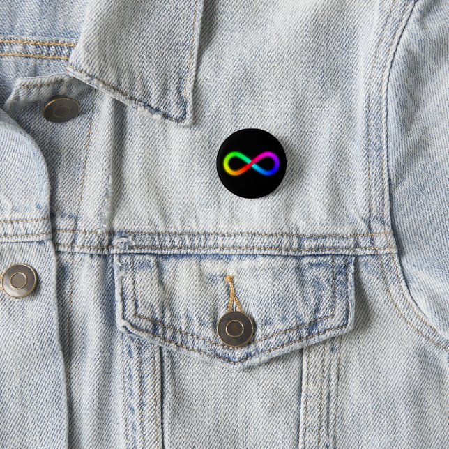 Radiant Rainbow Autism Awareness Infinity Knot Button (In Situ)