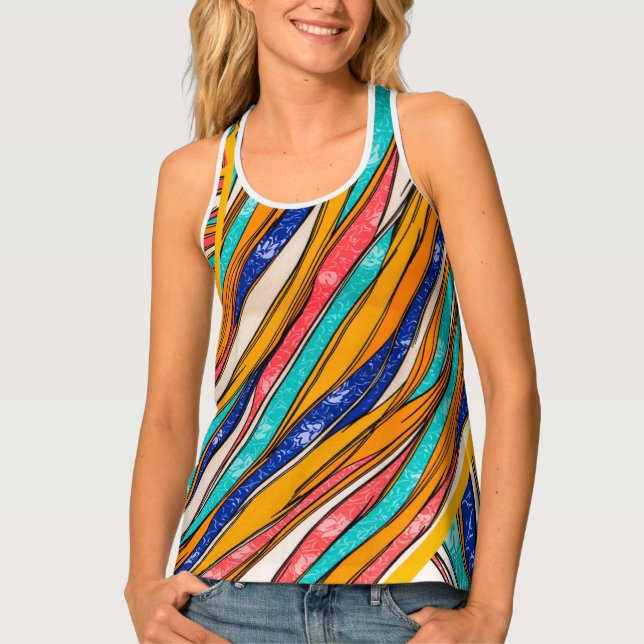 Radiant Rainbow Bliss: Women's Vibrant Tank Top (Front)