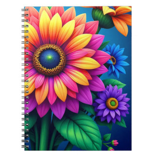 Radiant Rainbow Bloom Bouquet Notebook