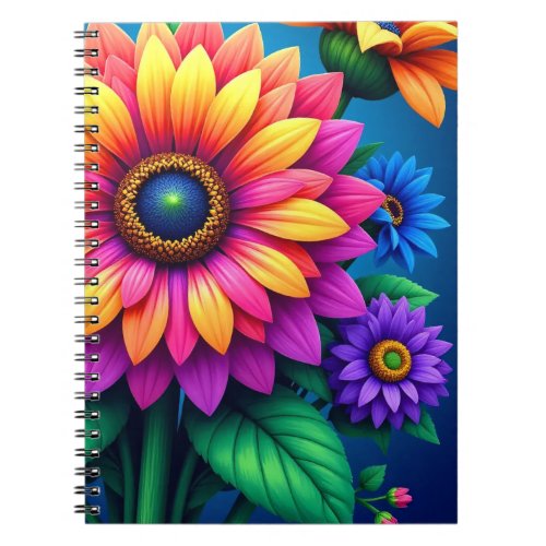Radiant Rainbow Bloom Bouquet Notebook