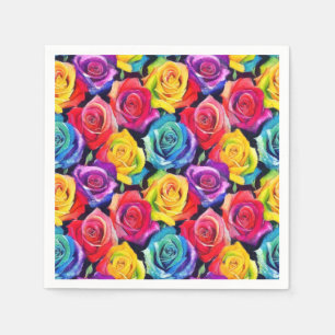Radiant rainbow roses, floral pattern napkins