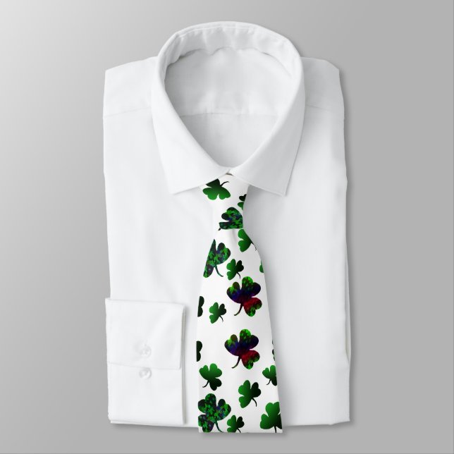 Radiant Rainbow Shamrock Neck Tie (Tied)