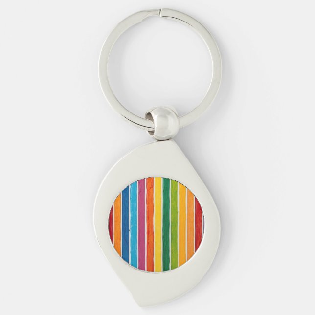 Radiant Rainbow Stripes  Keychain (Front)