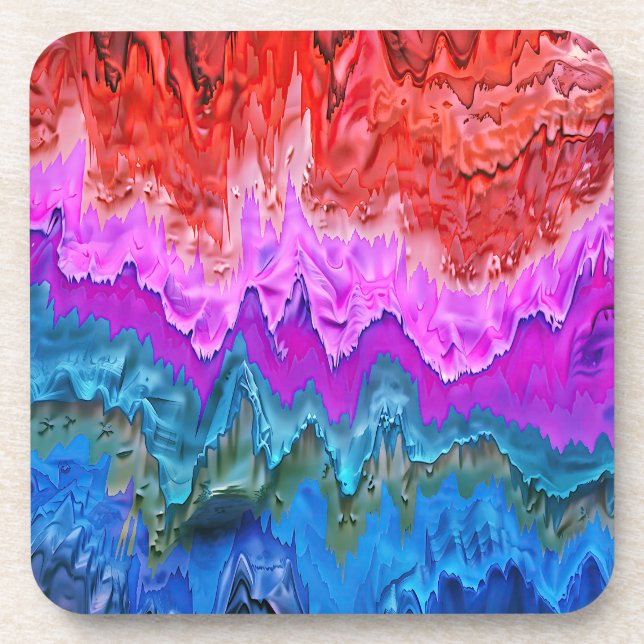 "Radiant Reflection" Colourful Abstract Art  Beverage Coaster (Front)