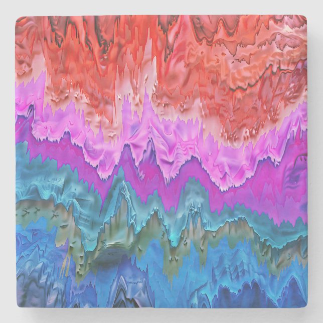 "Radiant Reflection" Colourful Abstract Art  Stone Coaster (Front)
