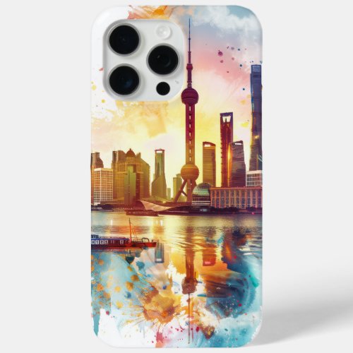 Radiant Rhapsody Shanghais Pudong Skyline iPhone 15 Pro Max Case