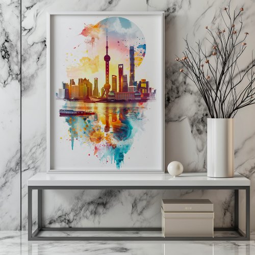 Radiant Rhapsody Shanghais Pudong Skyline Poster