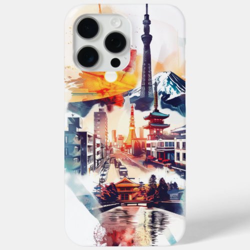 Radiant Rhapsody Tokyo Tower and Mont Fuji iPhone 15 Pro Max Case