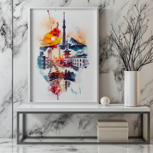 Radiant Rhapsody: Tokyo Tower and Mont Fuji Poster