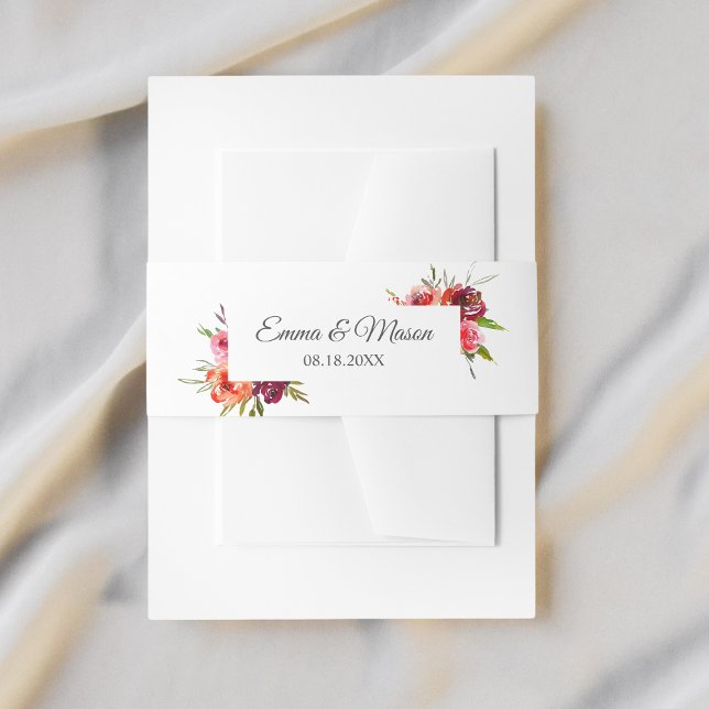 Radiant Romance Floral Wedding Invitation Belly Band (Creator Uploaded)