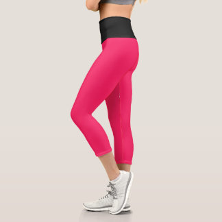 Radiant Rose Black High Waisted Yoga Capris