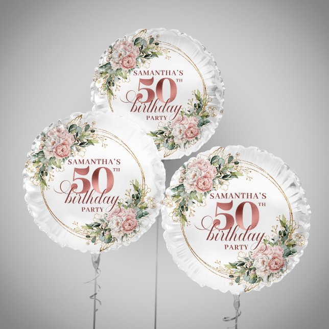 Radiant Rose Gold Greenery 50th Birthday Personal  Balloon (Radiant Rose Gold Greenery 50th Birthday Personalized Balloon

)
