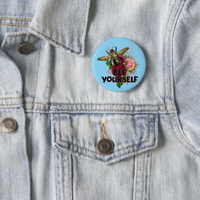 Radiant Rose & the Gentle Bee, Bee Yourself Postca Button (In Situ)