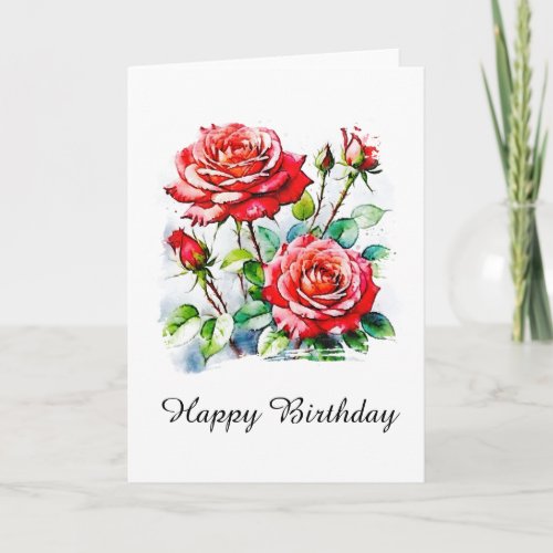 Radiant Roses A Watercolor Elegance Birthday  Card