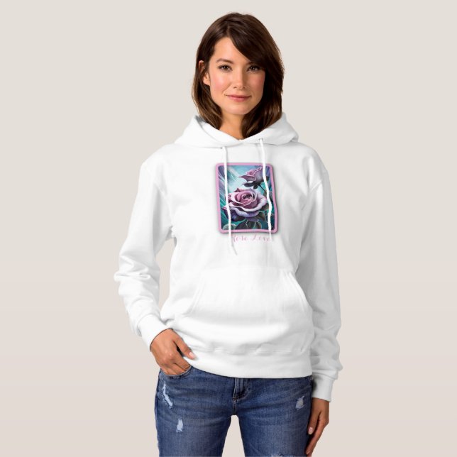 Radiant Roses: Perfectly Pink and Purple Petals Hoodie (Front Full)