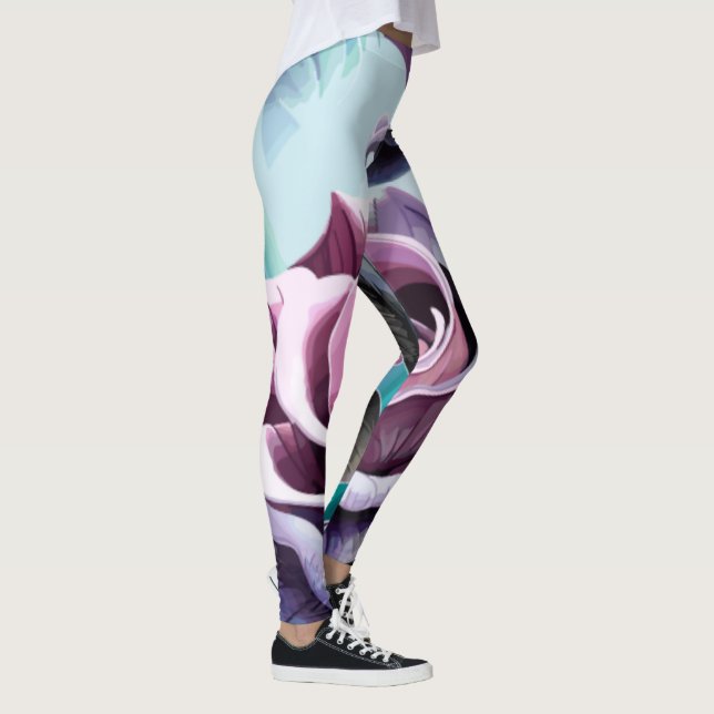 Radiant Roses: Perfectly Pink and Purple Petals Leggings (Right)
