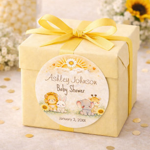 Radiant Safari Sun Jungle Emblem Classic Round Sticker