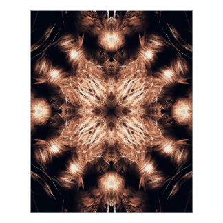 Radiant Sandstone Fractal Mandala Art Poster