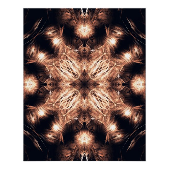 Radiant Sandstone Fractal Mandala Art Poster (Front)