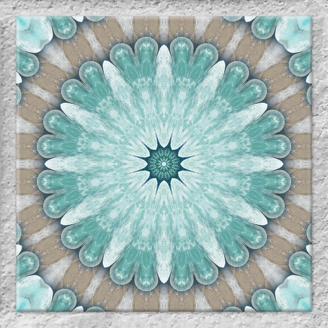 Radiant Sea Star Geometric Ceramic Bathroom Tile (Tile featuring an original geometric floral sea star design based on images of the beach and ocean)